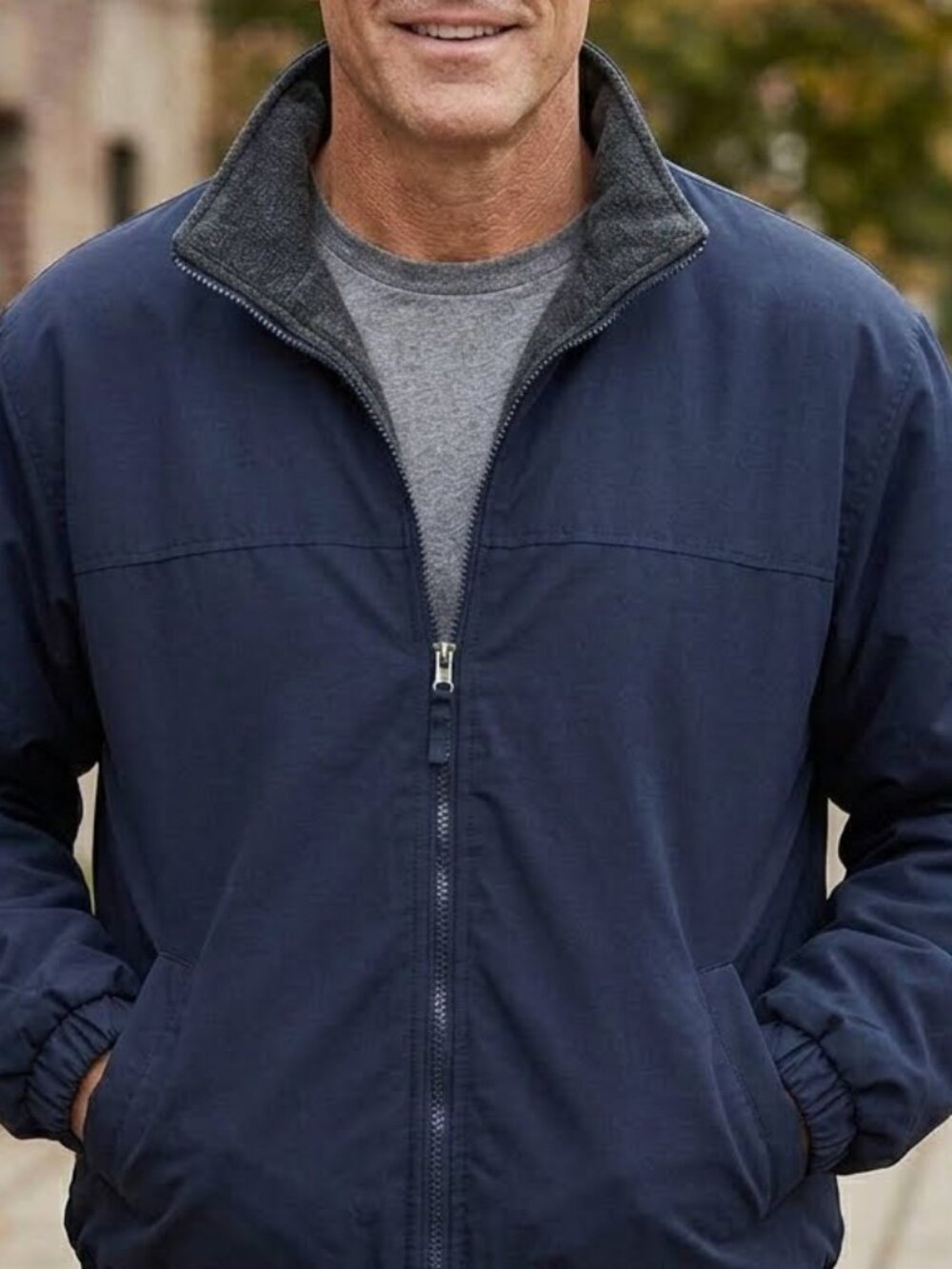 Cherokee Men's Cherokee Navy Blue Full Zip Reversible Jacket Size S/P Pockets